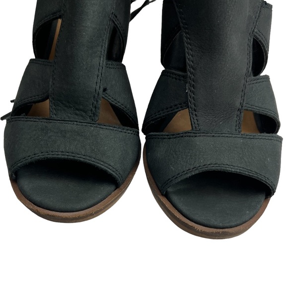 Lucky Brand Lanita Black Leather Ankle Lace Up Booties Gladiator Sz: 6M - Picture 5 of 11